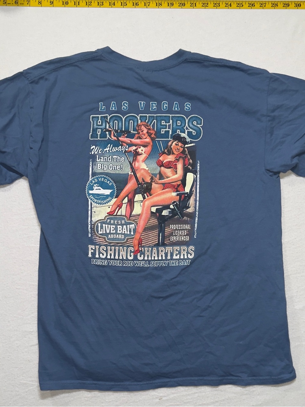 Las Vegas hookers comedy graphic  Short Sleeve T-Shirt - Blue - Picture 2 of 3
